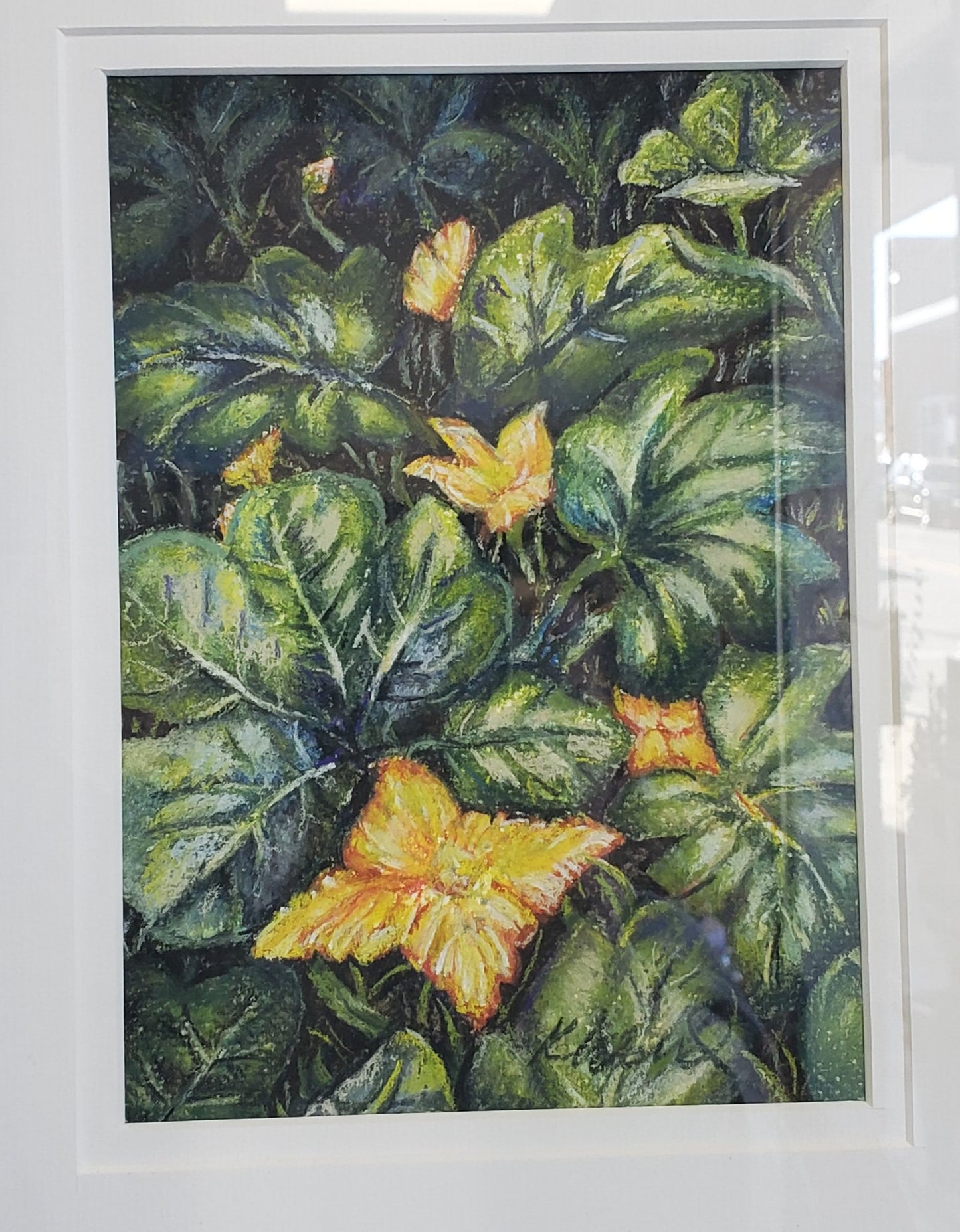 Squash Blossoms Pastel Art