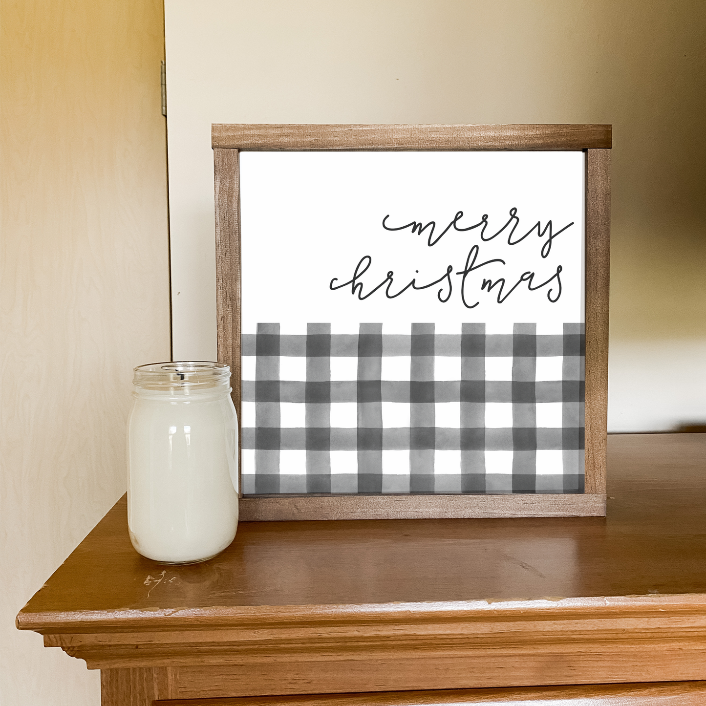 Lily and Sparrow - Plaid Christmas Sign: Happy Holidays / 9x9"