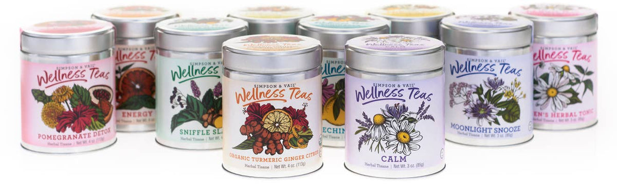 Simpson & Vail - Turmeric Ginger Citrus Herbal Wellness Tea Organic - 4oz Tin - Lavenders Blue Home and Body Boutique