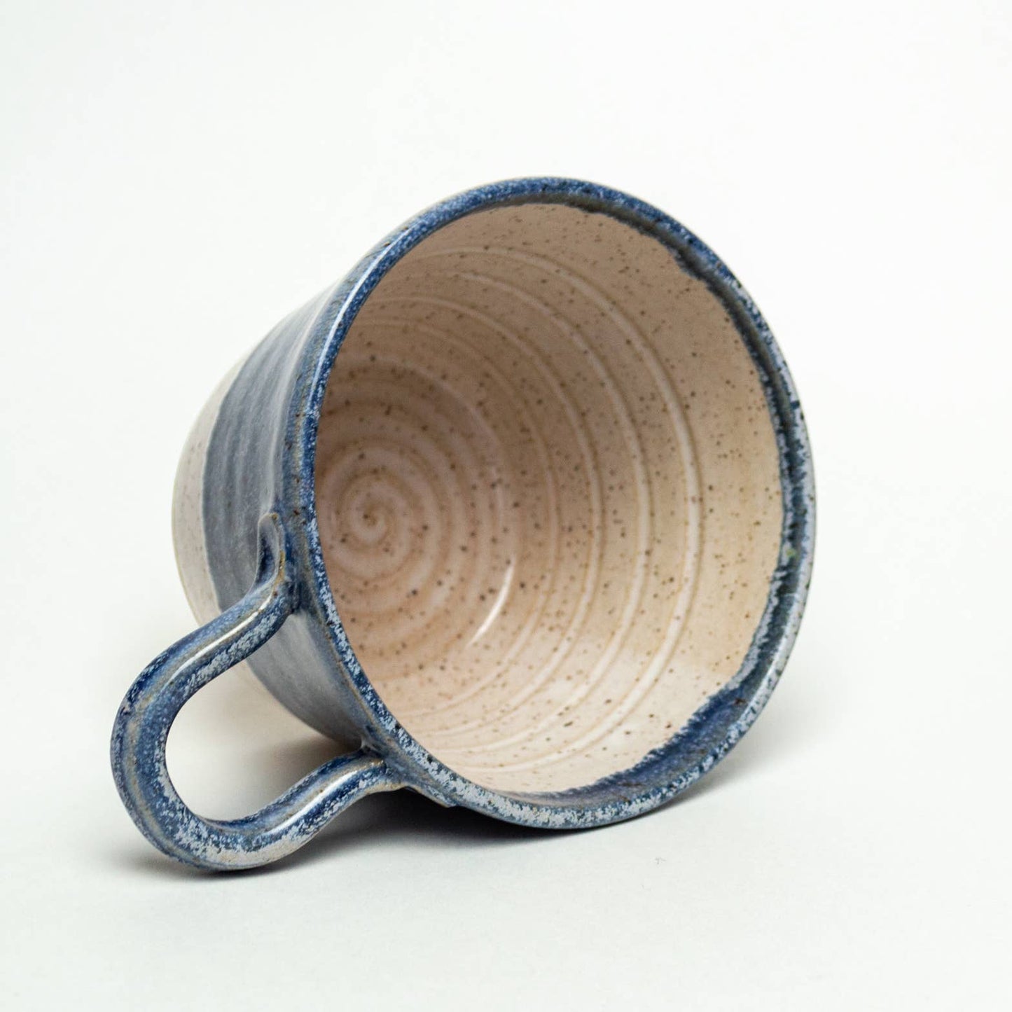 White Squirrel Clayworks - Shave Bowl -Blue Frost Hand-thrown Stoneware Ceramic & brush