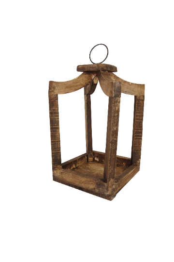 Canopy Farmhouse Wood Lantern-Home Decor-Rustic Brown-Small - Lavenders Blue Home and Body Boutique