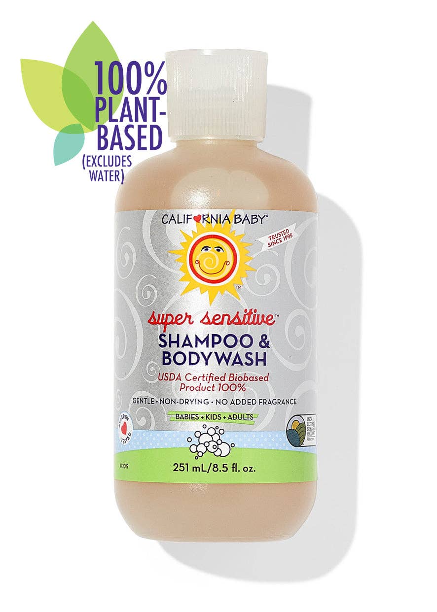 California Baby - (No Fragrance) Super Sensitive™ Shampoo & Bodywash: 8.5oz/251mL - Lavenders Blue Home and Body Boutique 