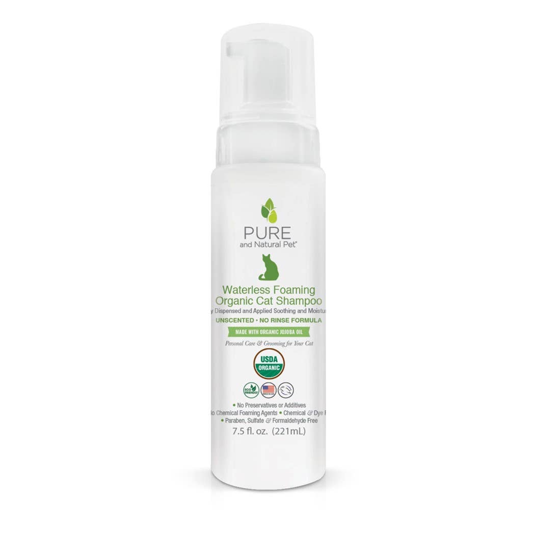 Pure and Natural Pet - Waterless Foaming Organic Cat Shampoo (Unscented)