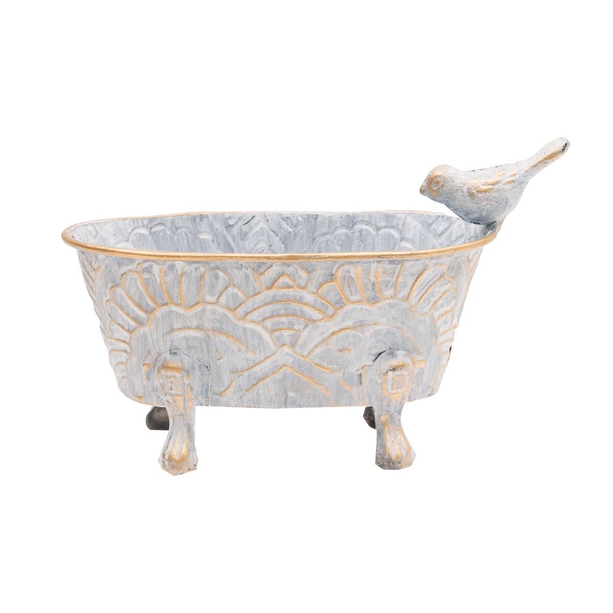 Foreside Home & Garden - Boho Bird Mini Bathtub Planter Soap Dish Brass - Lavenders Blue Home and Body Boutique 