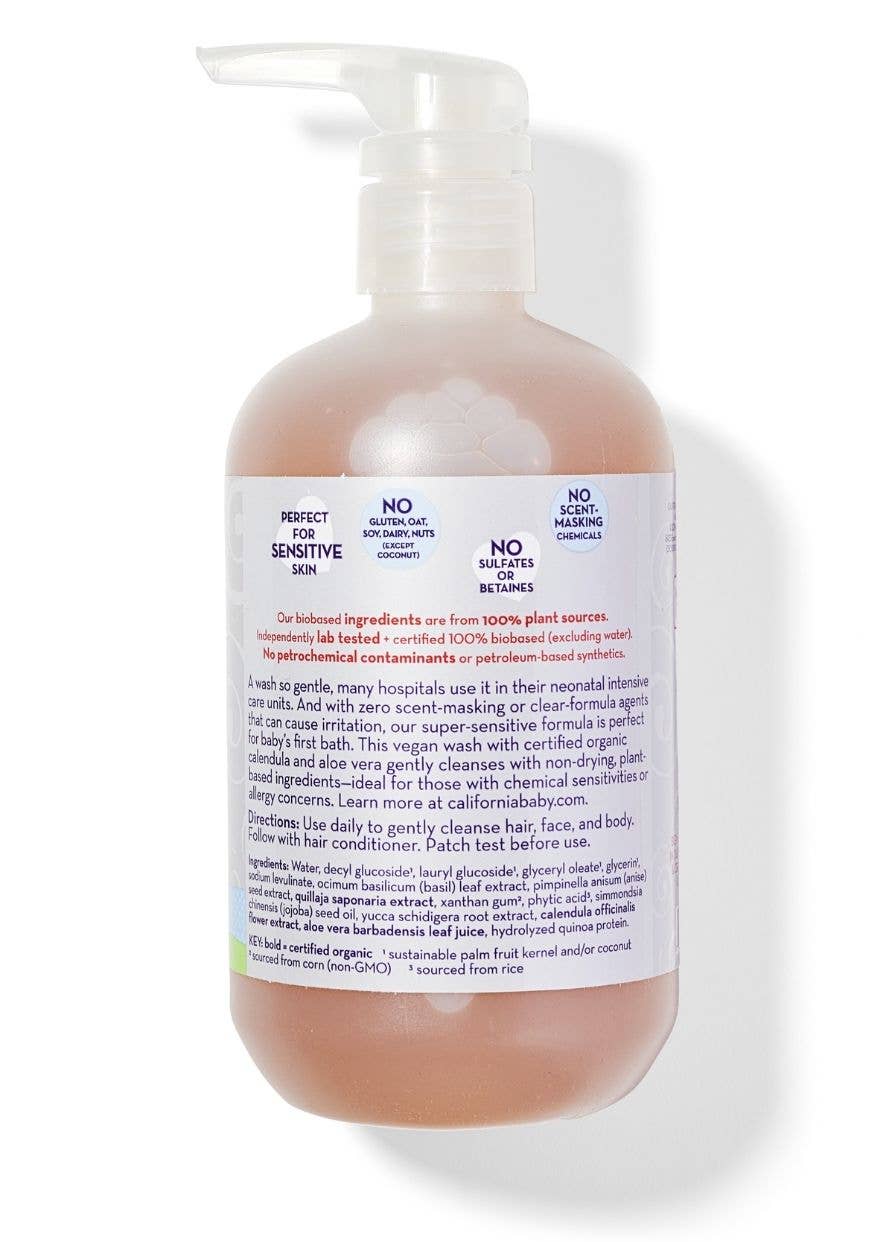 California Baby - (No Fragrance) Super Sensitive™ Shampoo & Bodywash: 8.5oz/251mL - Lavenders Blue Home and Body Boutique 