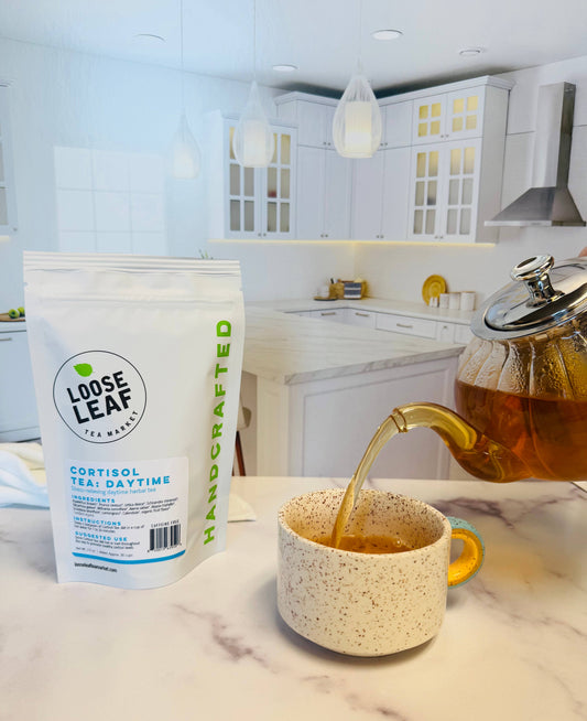 Loose Leaf Tea Market - Cortisol Tea - Daytime Herbal Blend For Easing Stress - Lavenders Blue Home and Body Boutique 