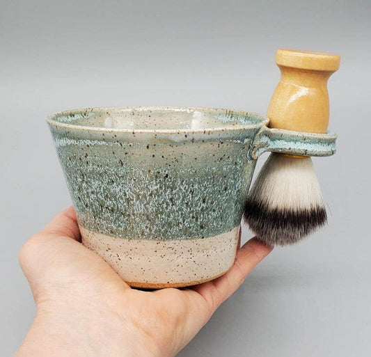 White Squirrel Clayworks - Shave Bowl Stoneware Ceramic & brush