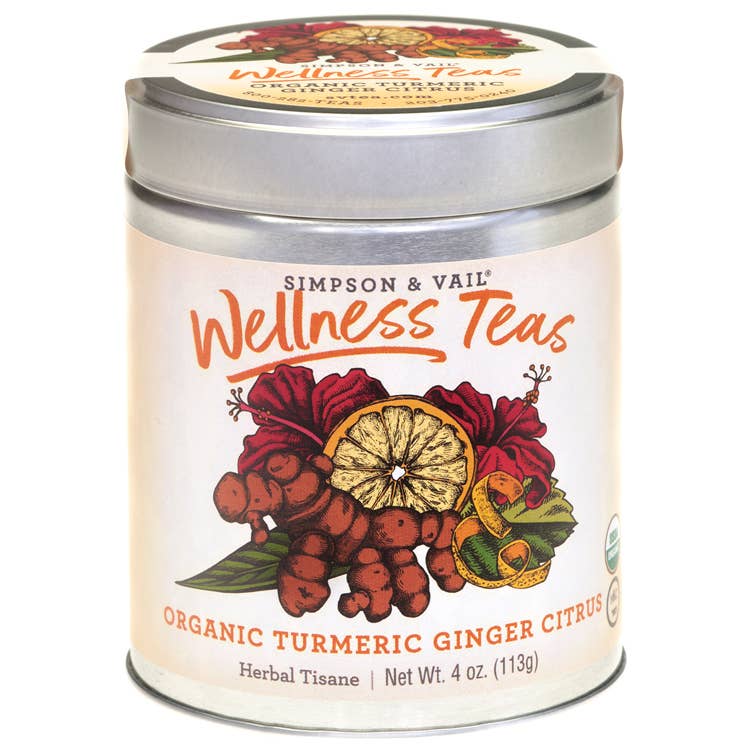 Simpson & Vail - Turmeric Ginger Citrus Herbal Wellness Tea Organic - 4oz Tin - Lavenders Blue Home and Body Boutique 