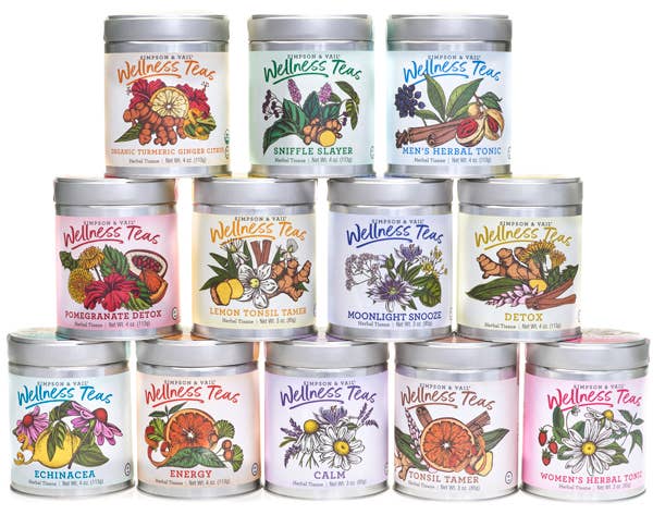 Simpson & Vail - Turmeric Ginger Citrus Herbal Wellness Tea Organic - 4oz Tin - Lavenders Blue Home and Body Boutique 