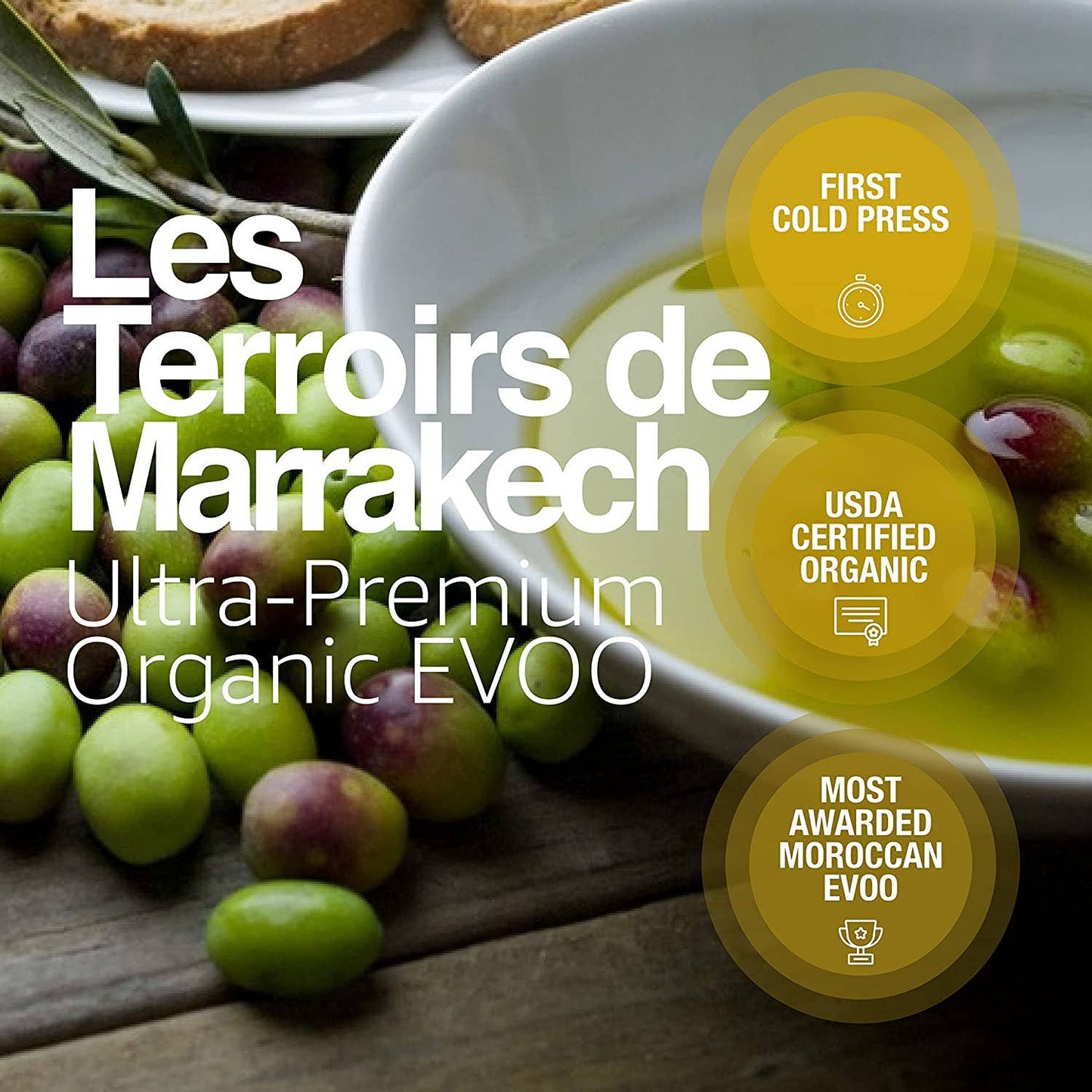 LES TERROIRS DE MARRAKECH Organic Extra Virgin Olive Oil: GLASS BOTTLE OF 500ML