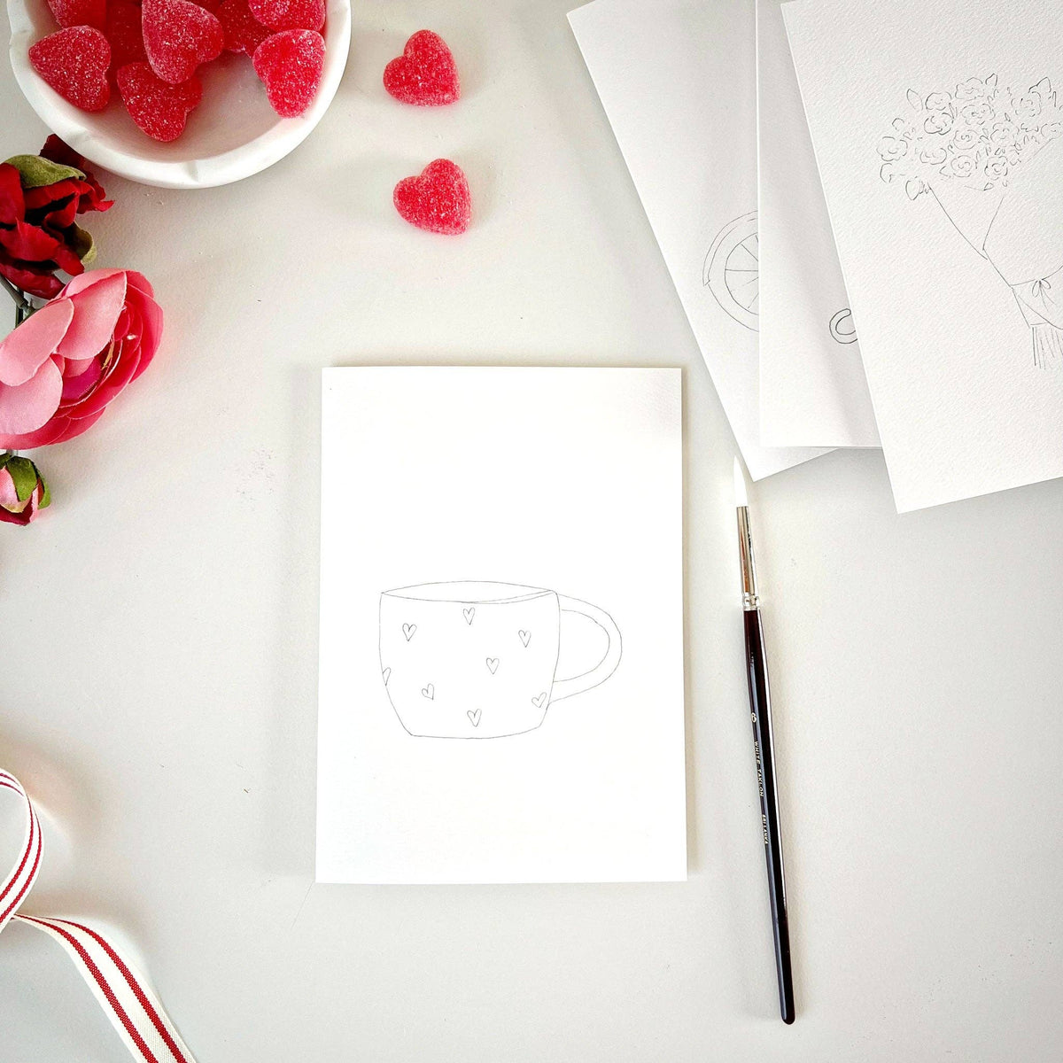 emily lex studio - Love sweet love paintable notecard - Lavenders Blue Home and Body Boutique 