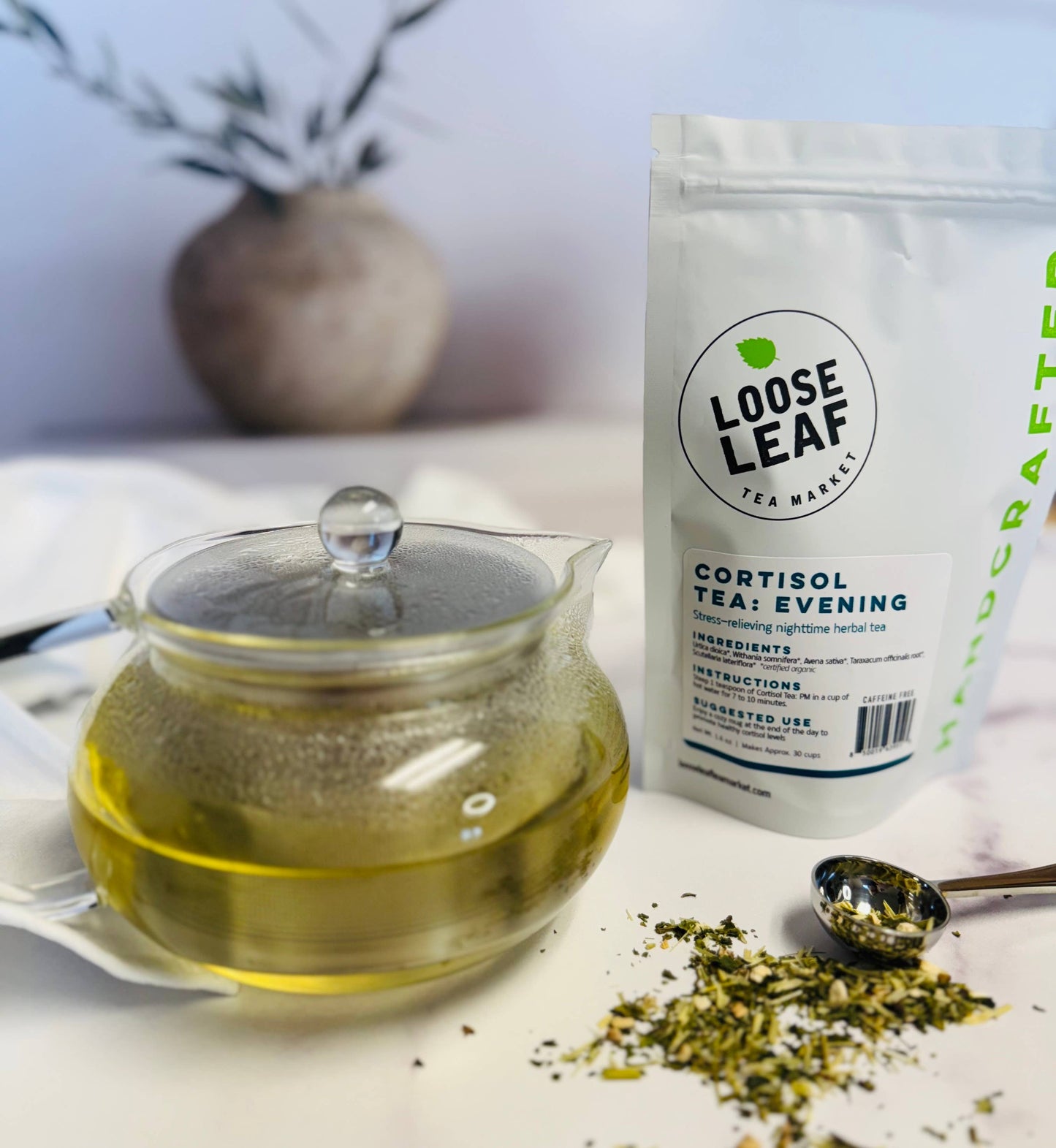 Loose Leaf Tea Market - Cortisol Tea - Evening, Herbal Tea For Stress, Relaxation - Lavenders Blue Home and Body Boutique 