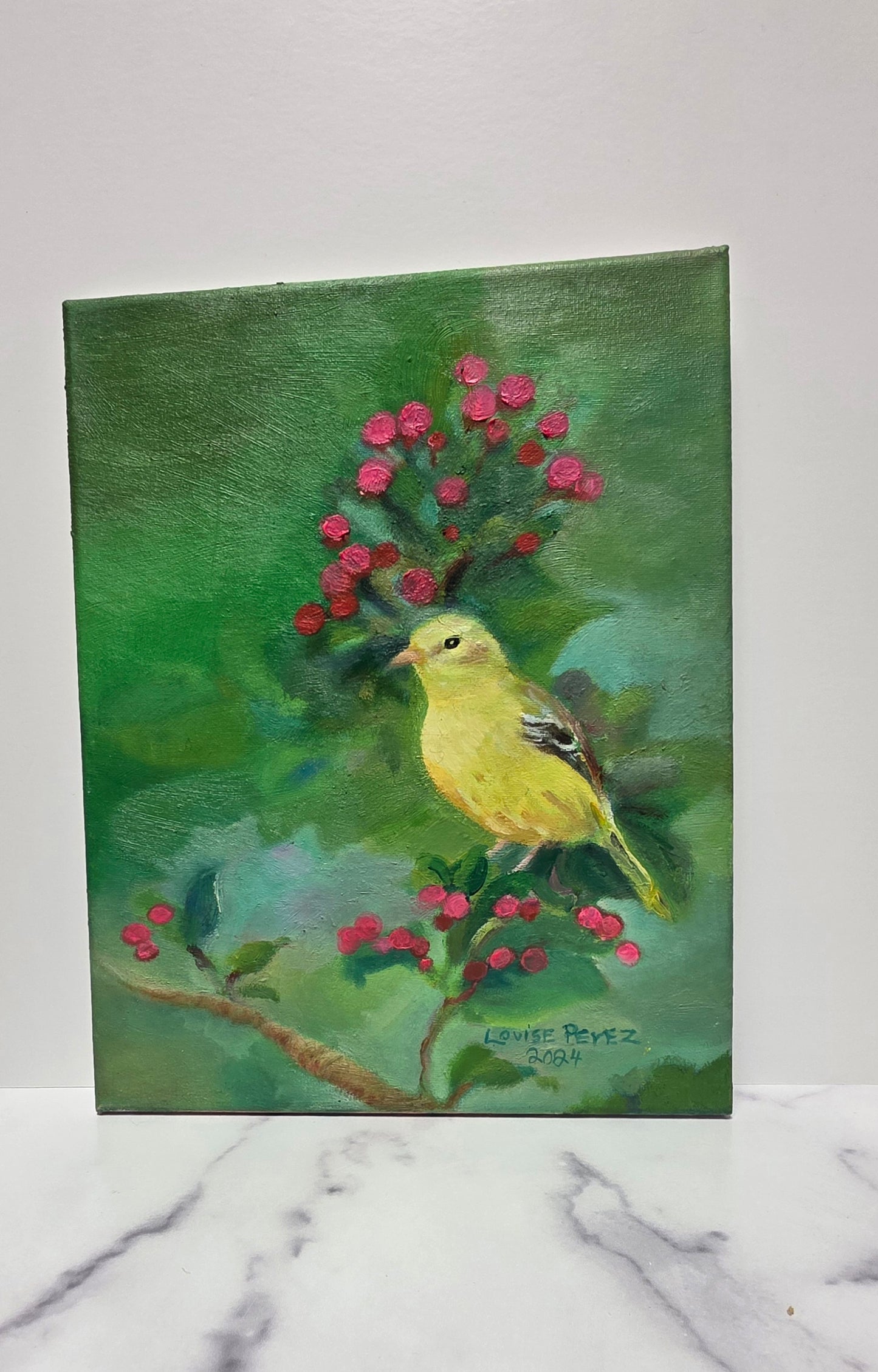 Yellow Bird with Berries