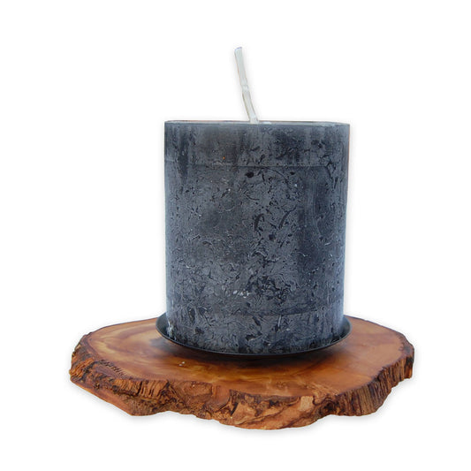 RUSTICO candle holder in olive wood